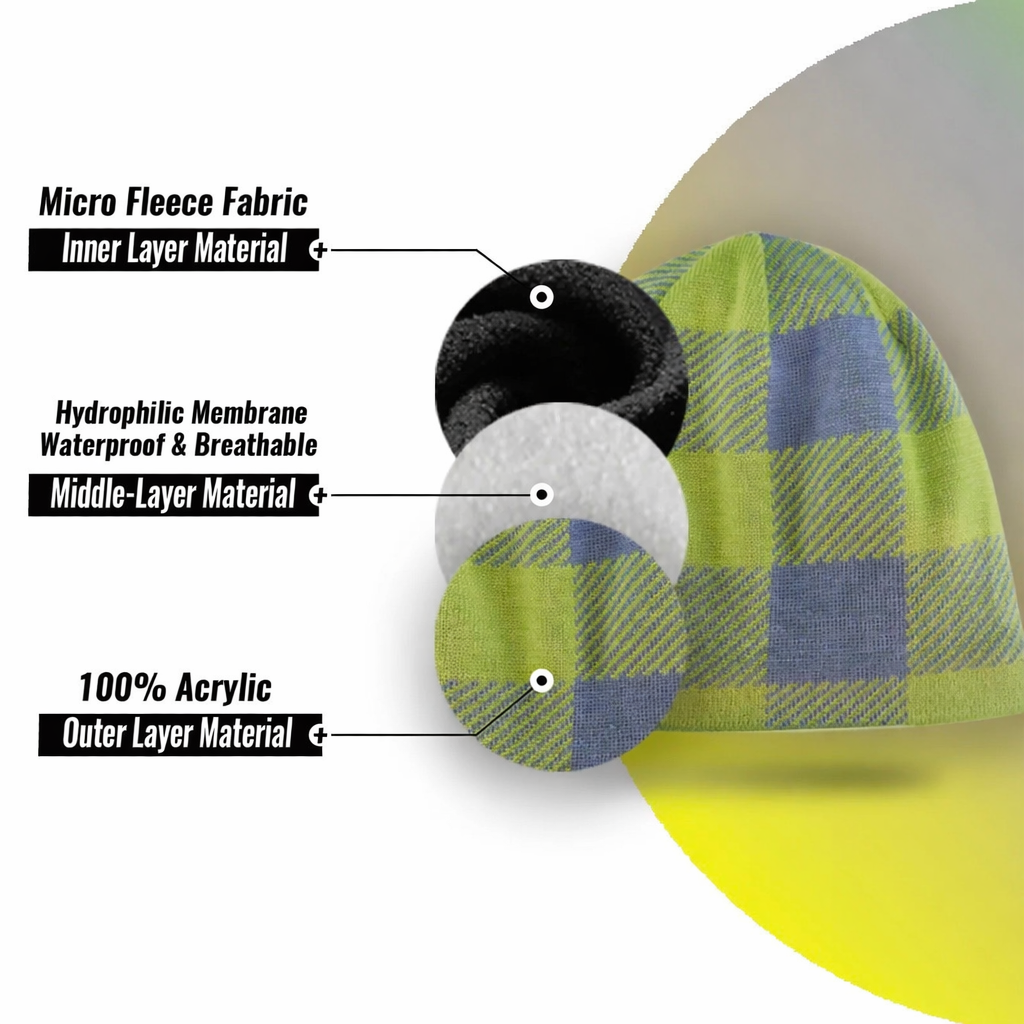 SUBMRGD Waterproof Merino Beanie-Storm Grid-Blue/Green
