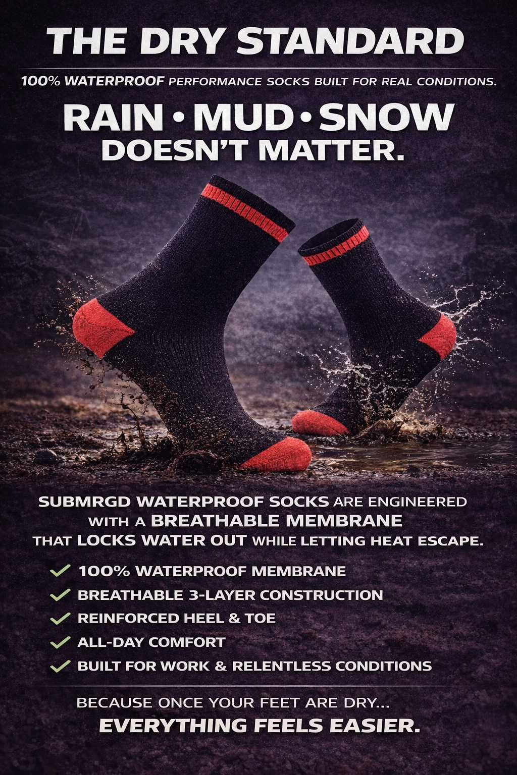 SUBMRGD Waterproof Ankle Socks – Black / Red