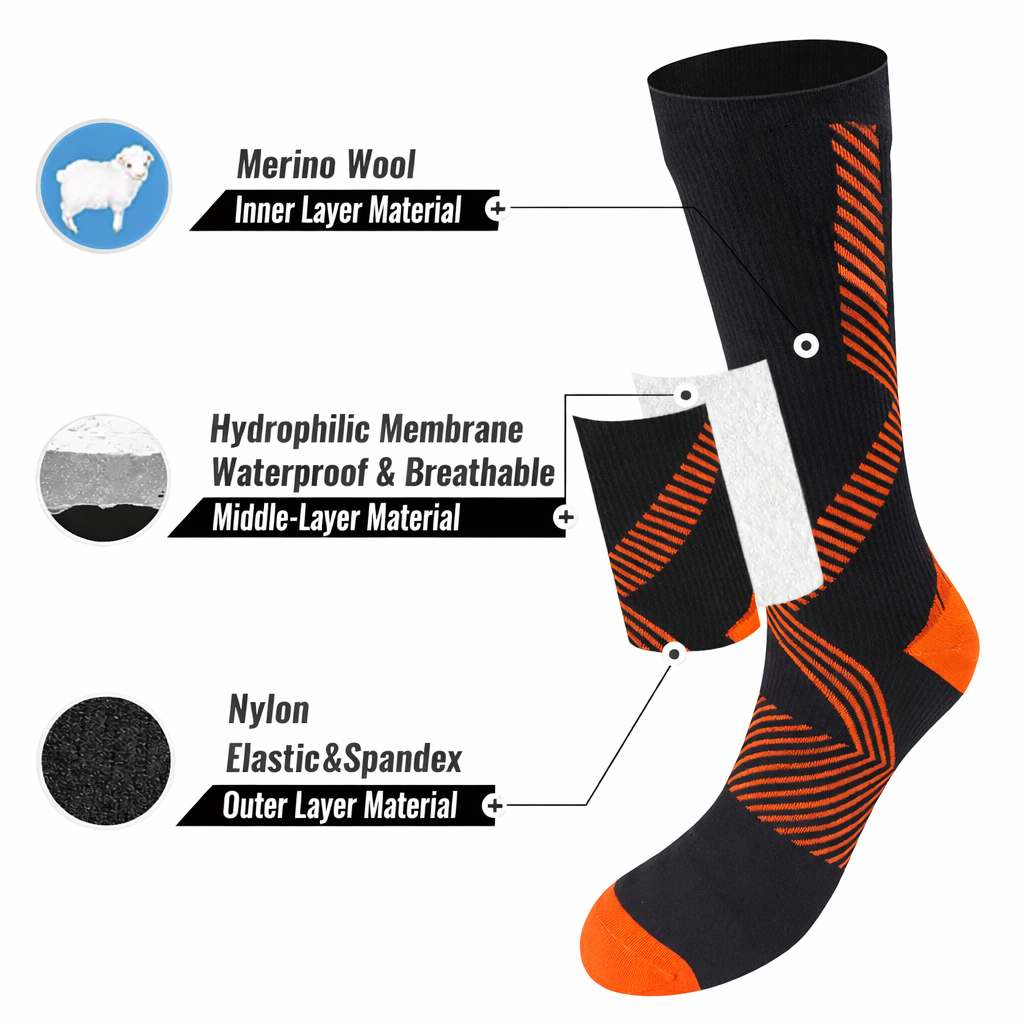 SUBMRGD NorthCore™ Waterproof Thermal Mid-Calf Socks-Orange/Black