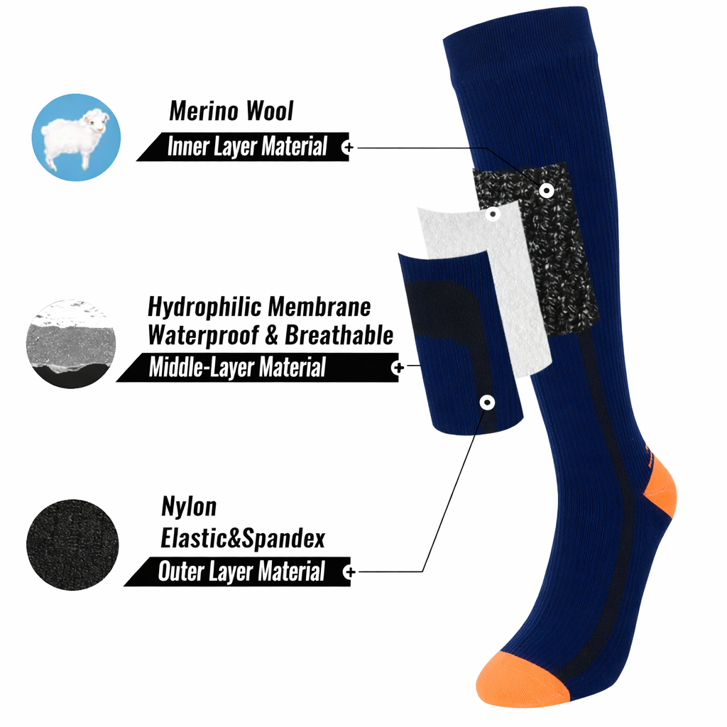 SUBMRGD Waterproof Thermal-lite Knee High Socks-Blue/Orange