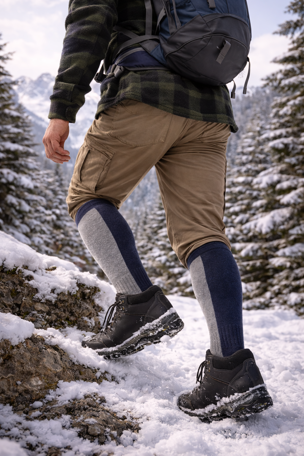 SUBMRGD Waterproof Thermal knee High Socks Blue/Gray