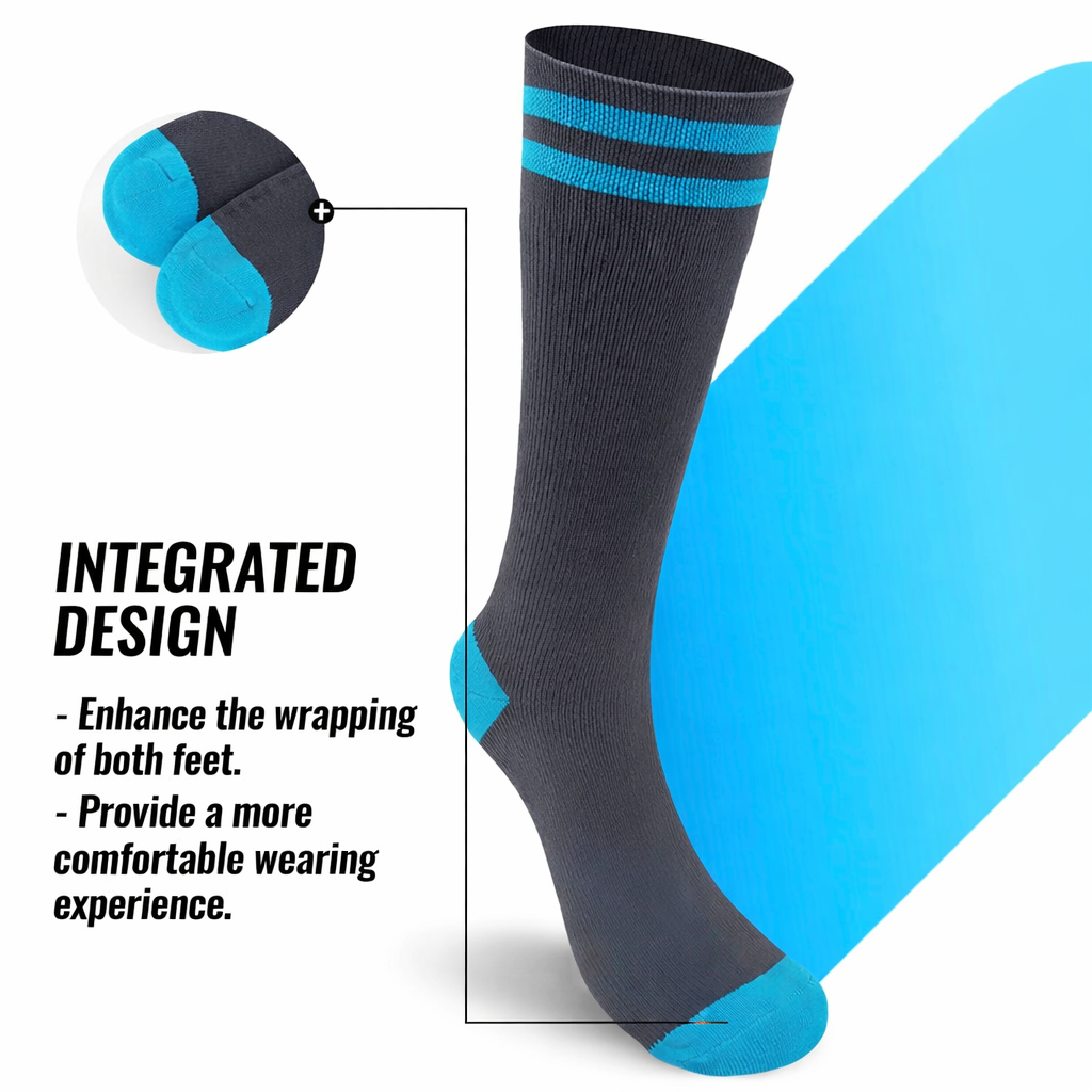 SUBMRGD NorthCore™ Waterproof Thermal Mid-Calf Socks – Dual Stripe-Blue